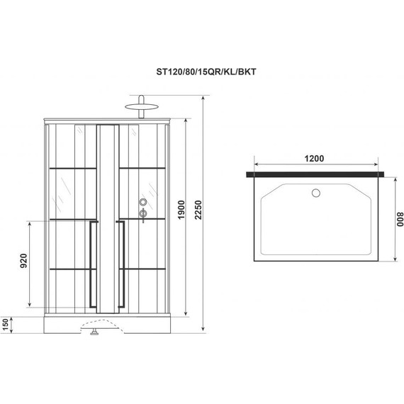 Душевая кабина Niagara Standart 120x80 см R ST120/80/15QR/KL/BKT, чёрный/прозрачное - фото 10