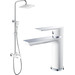 Душевой комплект Haiba: Душевая стойка HB24505-8 + смеситель для раковины HB10505-8, цвет белый/хром - фото 