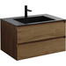 Тумба подвесная с раковиной Vincea Luka 80 см VMC-2L800TO (раковина черная VCB-13800B), дуб табак - фото 
