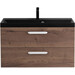 Тумба подвесная с раковиной BelBagno AURORA-900-2C-SO-RT 90 см, Rovere Tabacco (раковина BB900/450-LV-ART-AST-NERO), Цвет фасада: Rovere Tabacco Nero - фото 